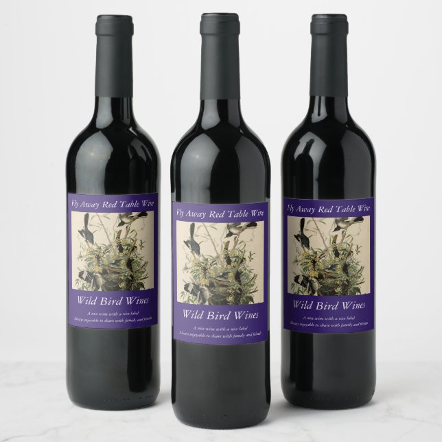 Northern Mocking Bird, Audubon's Birds of America Wine Label (Bottles)