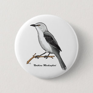 NORTHERN MOCKINGBIRD 6 CM ROUND BADGE