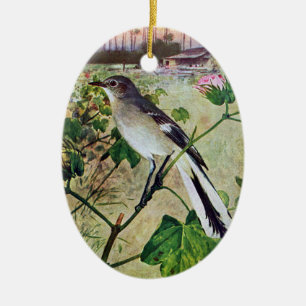 Northern Mockingbird Ceramic Tree Decoration