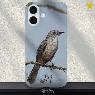 Northern Mockingbird Painting Custom Name iPhone 16 Case