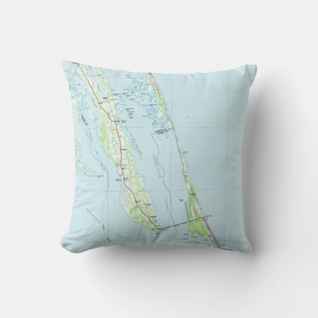 Northern Outer Banks North Carolina Map (1985) Cushion (Front)