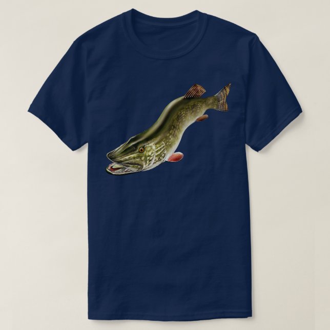 Northern Pike Fishing Art Illustration 1 T-Shirt (Design Front)