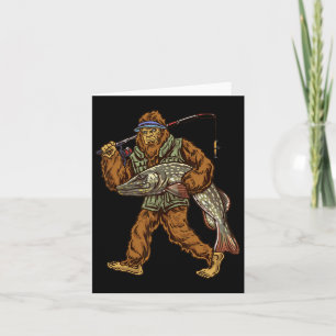 Northern Pike Fishing Bigfoot Hunting Fishermen Card