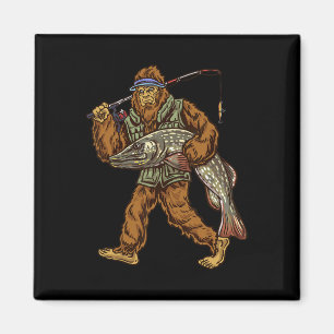 Northern Pike Fishing Bigfoot Hunting Fishermen Magnet