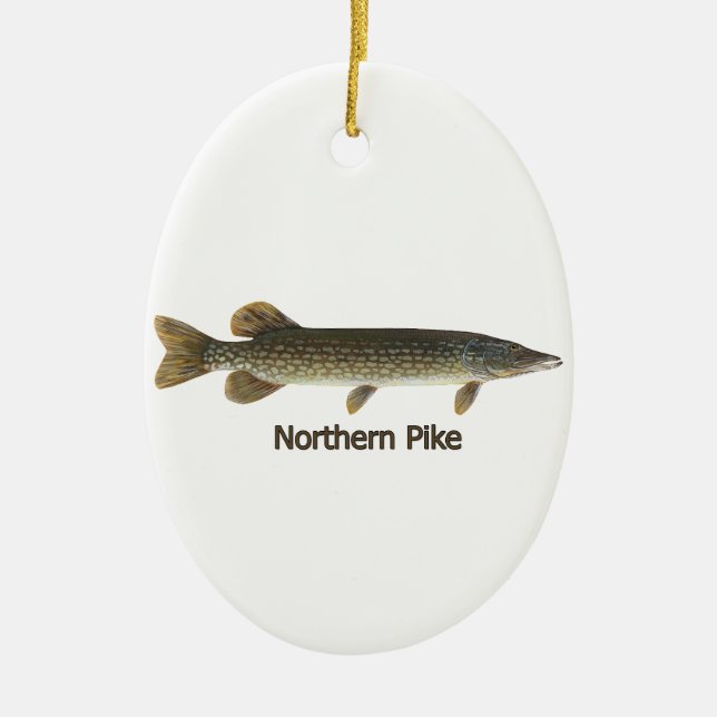 Northern Pike (titled) Ceramic Tree Decoration (Front)
