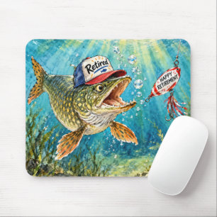 Northern Pike Wearing a Retired Cap Mouse Pad