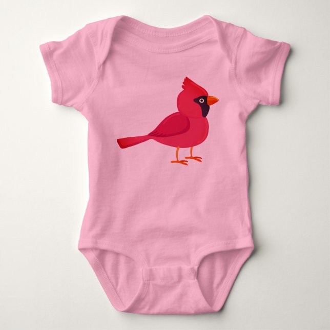 Northern Pink  Cardinal Baby Bodysuit (Front)