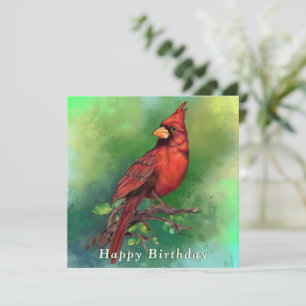 Northern Red Cardinal Birthday Card