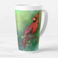 Northern Red Cardinal Latte Mug