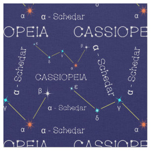 Northern Sky Constellation Cassioipeia Fabric