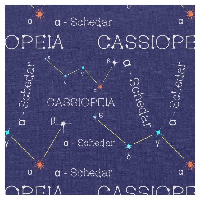 Northern Sky Constellation Cassioipeia Fabric (Close Up)
