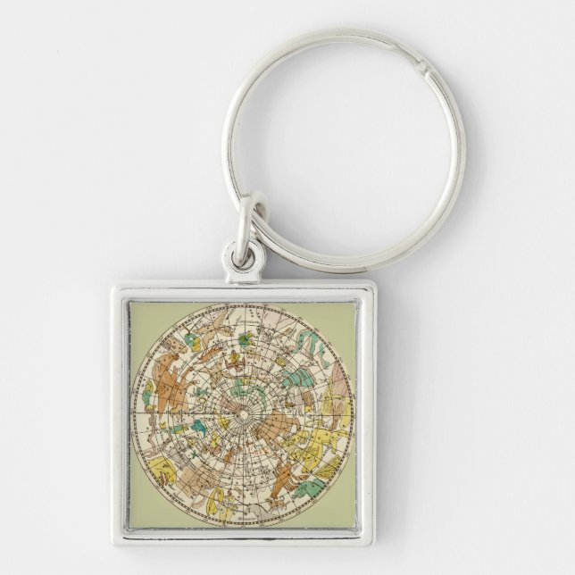 Northern Sky Star Chart and Constellations Map Key Ring (Front)