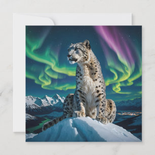 “Northern Sky Wanderer” – Snow Leopard Portrait Holiday Card
