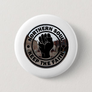 northern soul chrome and black 6 cm round badge