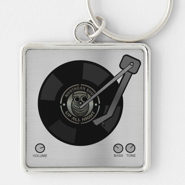 Northern Soul vinyl on turntable Keyring (Front)
