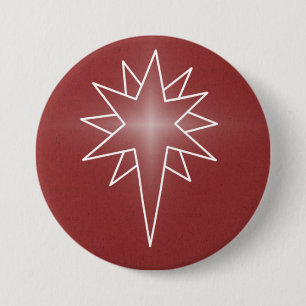 Northern Star Christmas Button, Red 7.5 Cm Round Badge