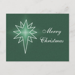 Northern Star Christmas Postcard, Green Holiday Postcard