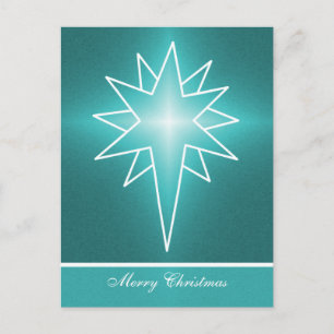 Northern Star Christmas Postcard, Teal Holiday Postcard
