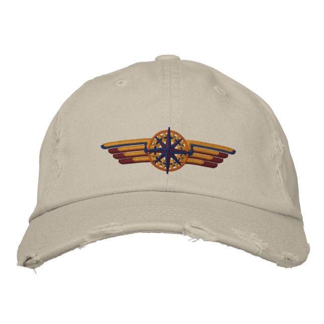 Northern Star Compass Pilot Wings Embroidered Hat (Front)