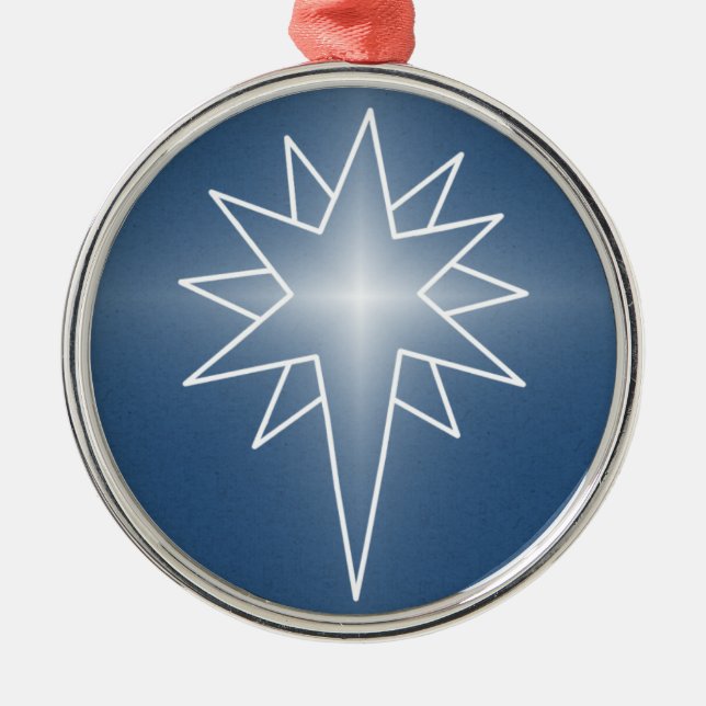 Northern Star Premium Round Ornament, Blue Metal Tree Decoration (Front)
