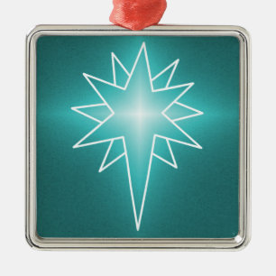 Northern Star Premium Square Ornament, Turquoise Metal Tree Decoration