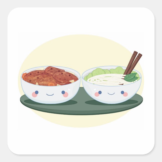 Northern Vietnamese Noodles Bun Cha Square Sticker (Front)