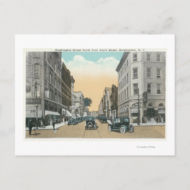 Northern View of Washington Street from Court Postcard (Front)