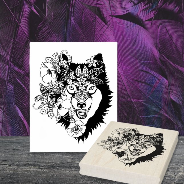 Northern Wolf Animal Art Colouring Page Rubber Stamp (Creator Uploaded)