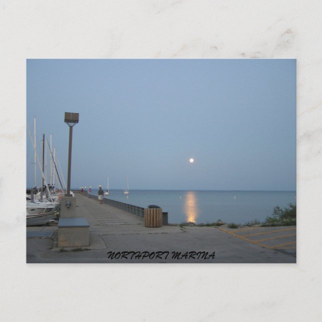 Northport Michigan Marina Moonlight Postcard (Front)