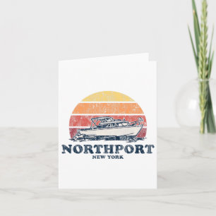 Northport Ny Vintage Boating 70s Retro Boat Design Card