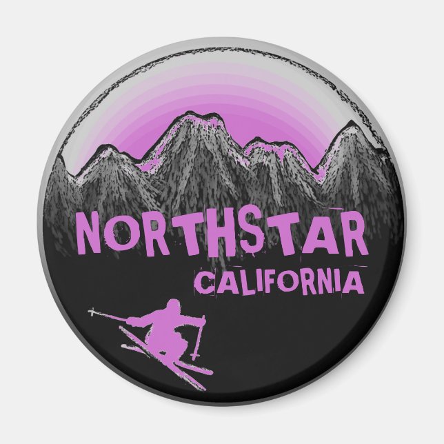 Northstar California purple theme skier magnet (Front)
