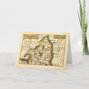 Northumberland County England Old Antiquarian Map Card