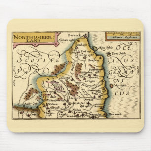 Northumberland County England Old Antiquarian Map Mouse Pad