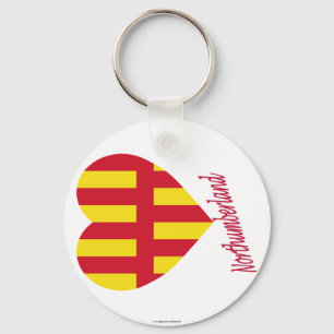 Northumberland Flag Heart with Name Key Ring