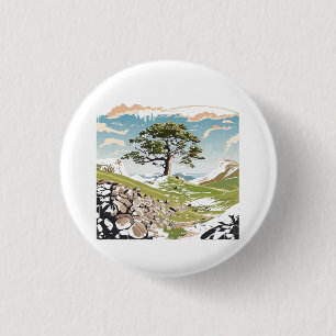 Northumberland National Park Sycamore Gap Tree 3 Cm Round Badge