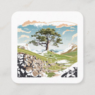 Northumberland National Park Sycamore Gap Tree Square Business Card