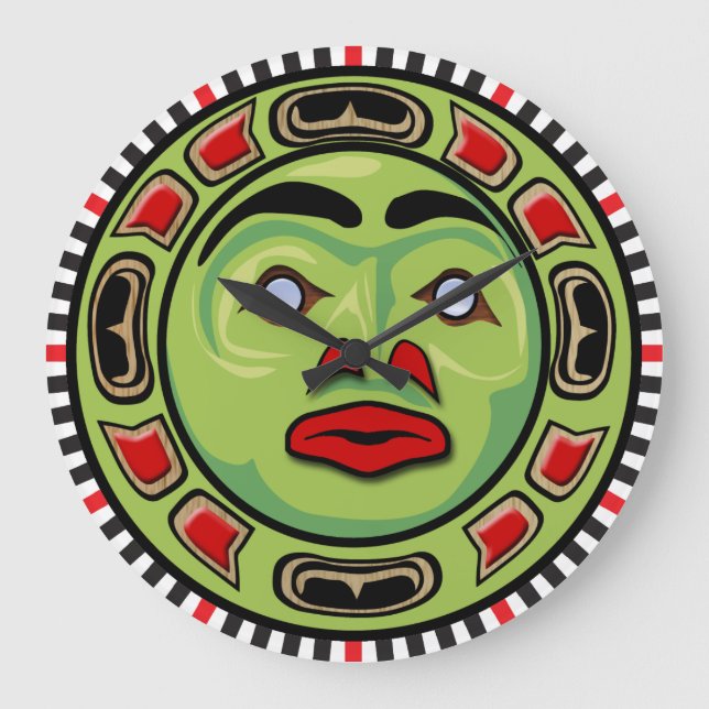 Northwest Coast Native American Mask Clock Design (Front)