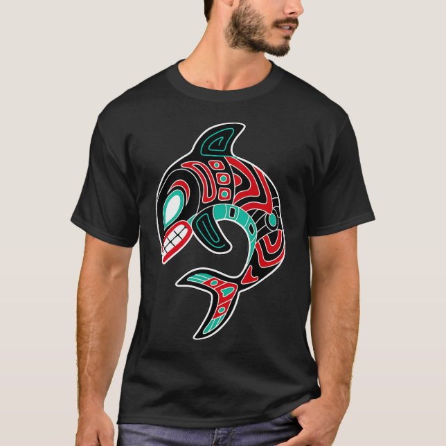 Northwest Coast Orca Native American Totem Whale T-Shirt (Front)