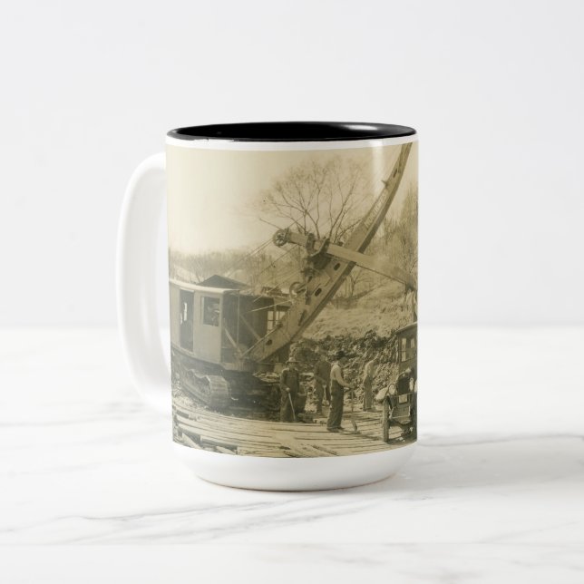 Northwest Crane and Shovel OPERATING ENGINEER Two-Tone Coffee Mug (Front Left)