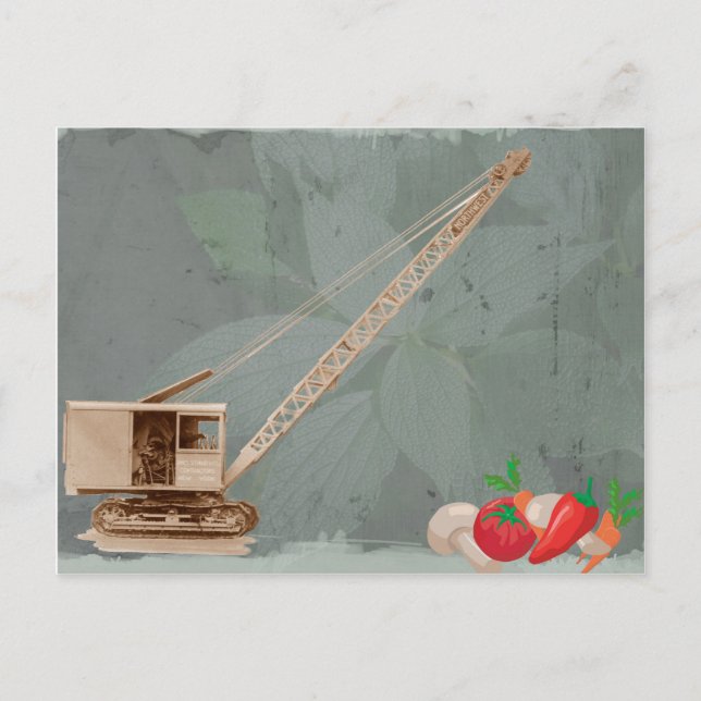 Northwest Crane Operator Moves Garden Vegatables Postcard (Front)