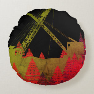 Northwest Crane operator  OPERATING ENGINEER art Round Cushion