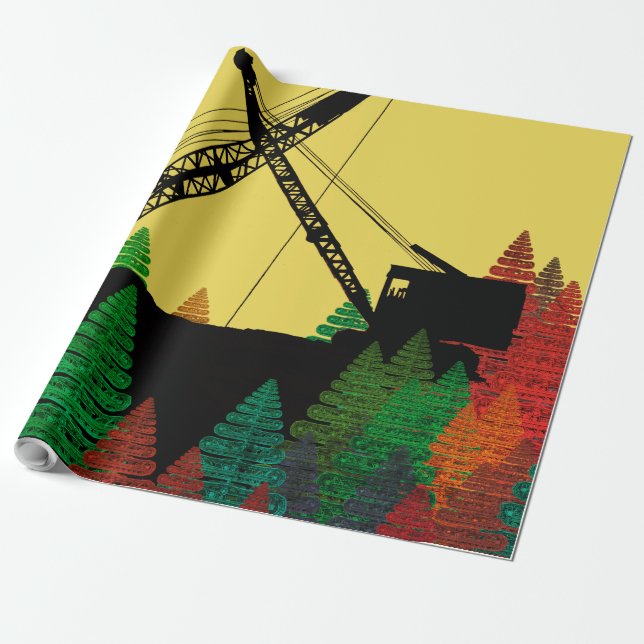 Northwest Crawler Crane n Track Fantasy Art Wrapping Paper (Unrolled)