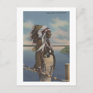 Northwest Indian Chief in Full Regalia Postcard