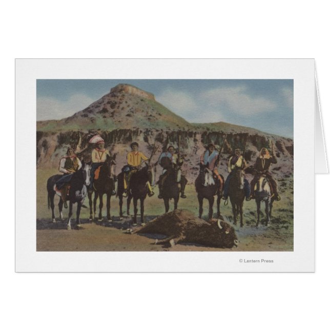 Northwest Indians - A Buffalo Hunt and Indians (Front Horizontal)