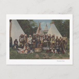 Northwest Indians at a Pow Wow before War Postcard
