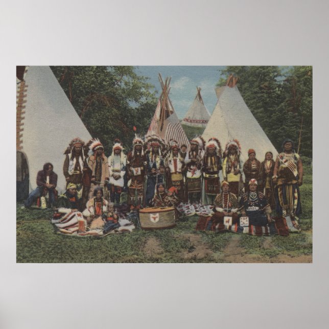 Northwest Indians at a Pow Wow before War Poster (Front)