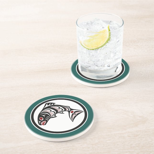 Northwest Pacific coast Haida art Salmon Coaster (Side)