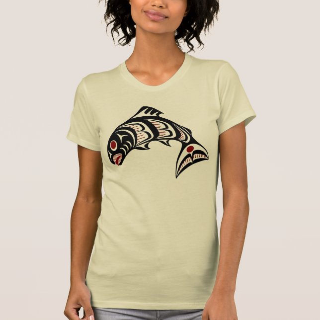 Northwest Pacific coast Haida art Salmon T-Shirt (Front)