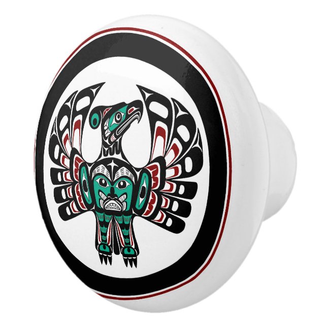 Northwest Pacific coast Haida art Thunderbird Ceramic Knob (Right)
