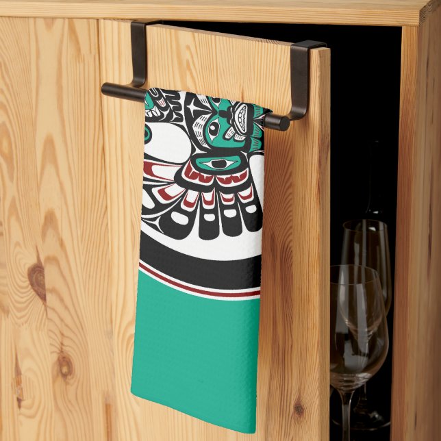 Northwest Pacific coast Haida art Thunderbird Tea Towel (Thirds Fold)